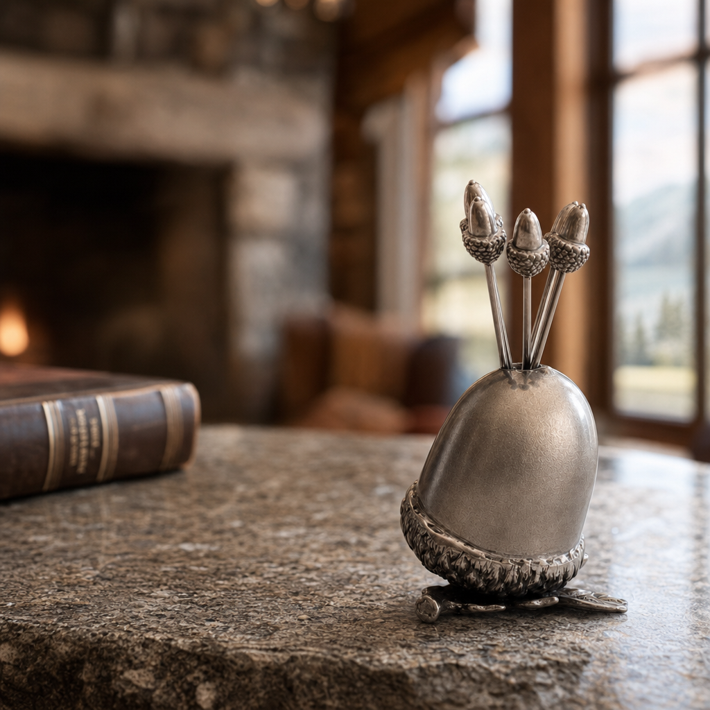 Pewter Acorn Cheese Pick Set 5