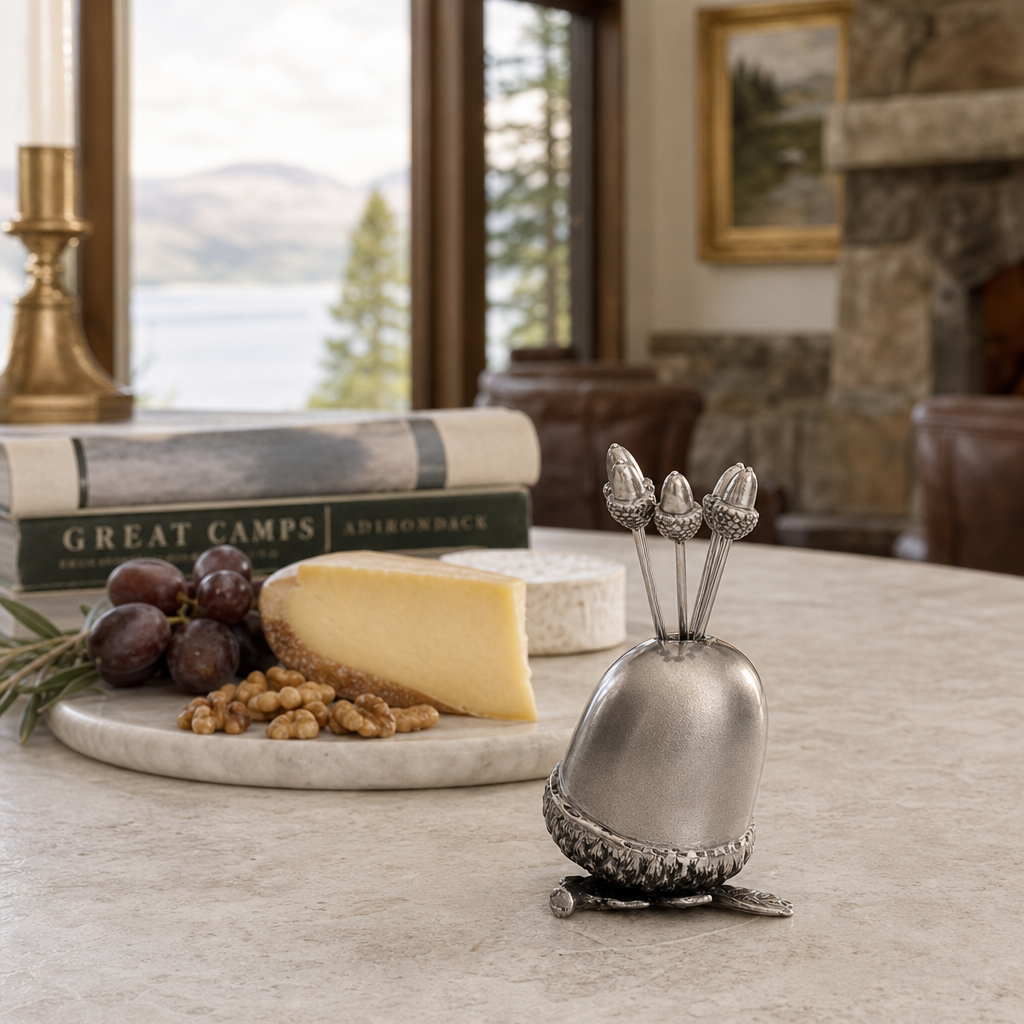 Pewter Acorn Cheese Pick Set 8