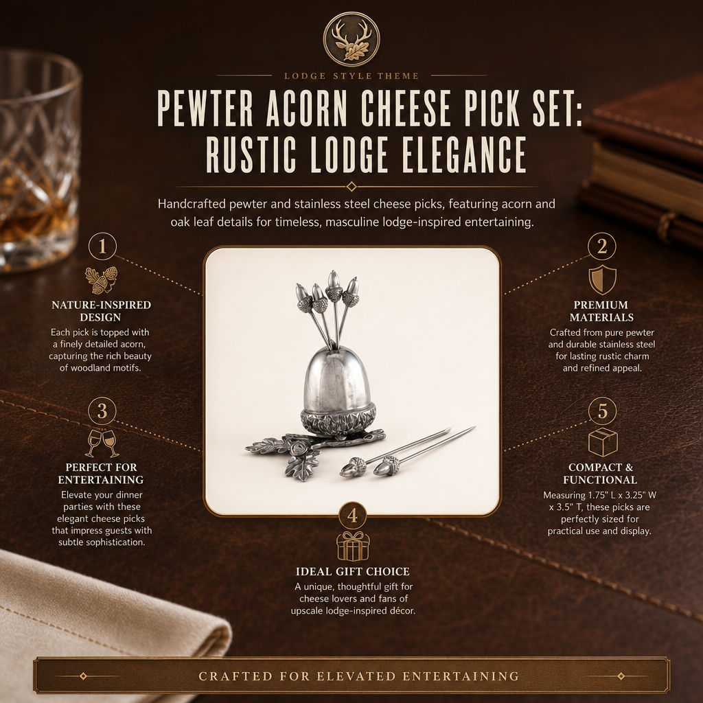 Pewter Acorn Cheese Pick Set 12
