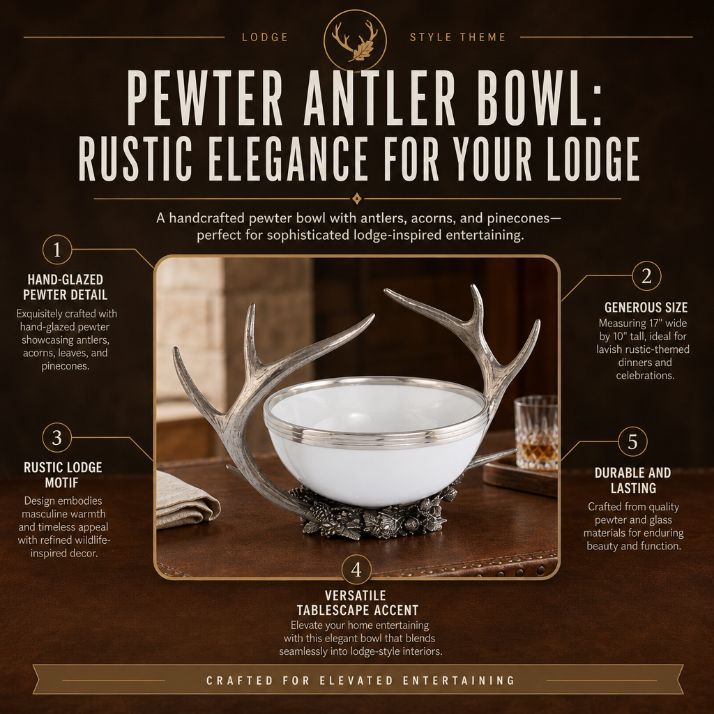 Pewter Antler Bowl: Rustic Elegance for Your Lodge
