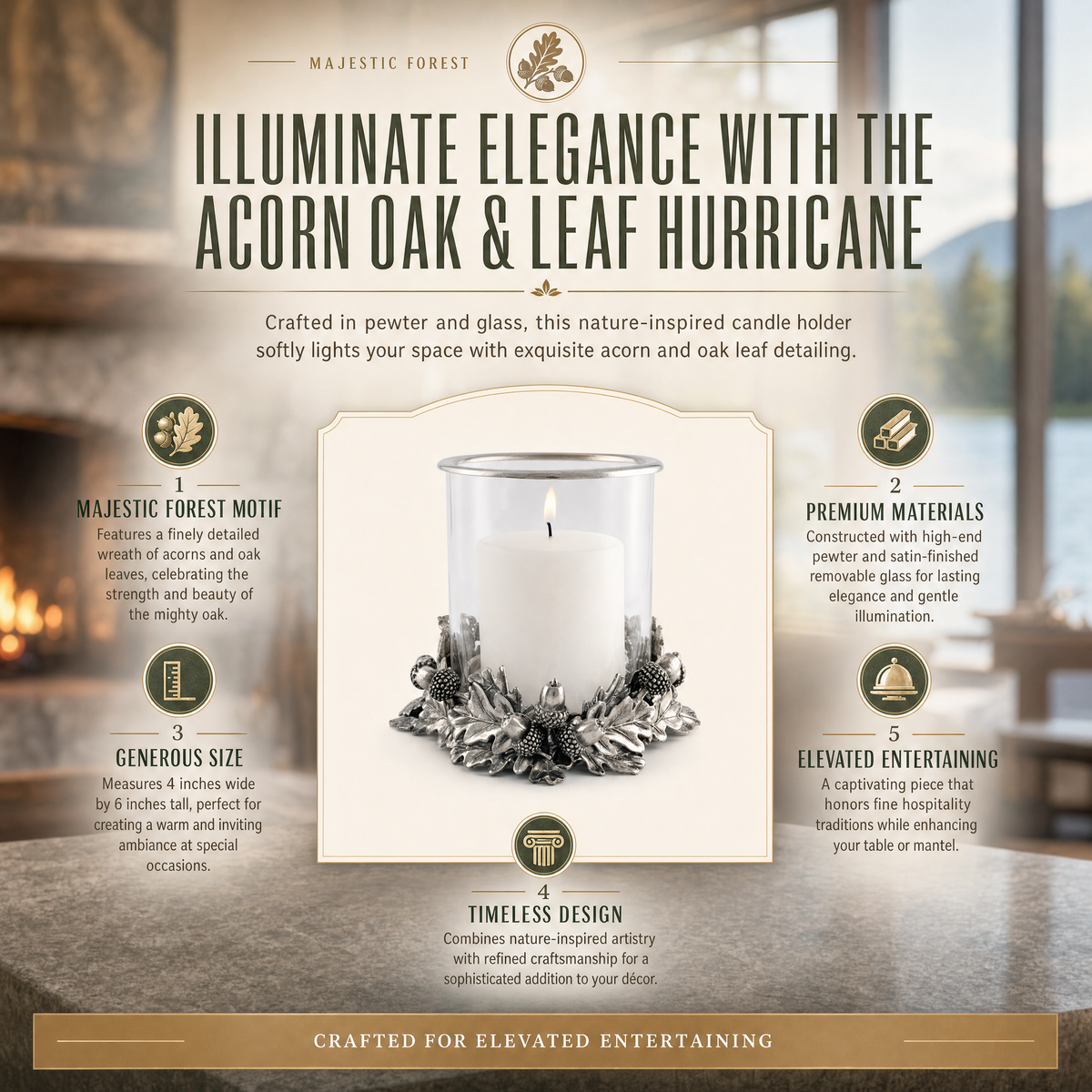 Acorn Oak & Leaf Hurricane 9