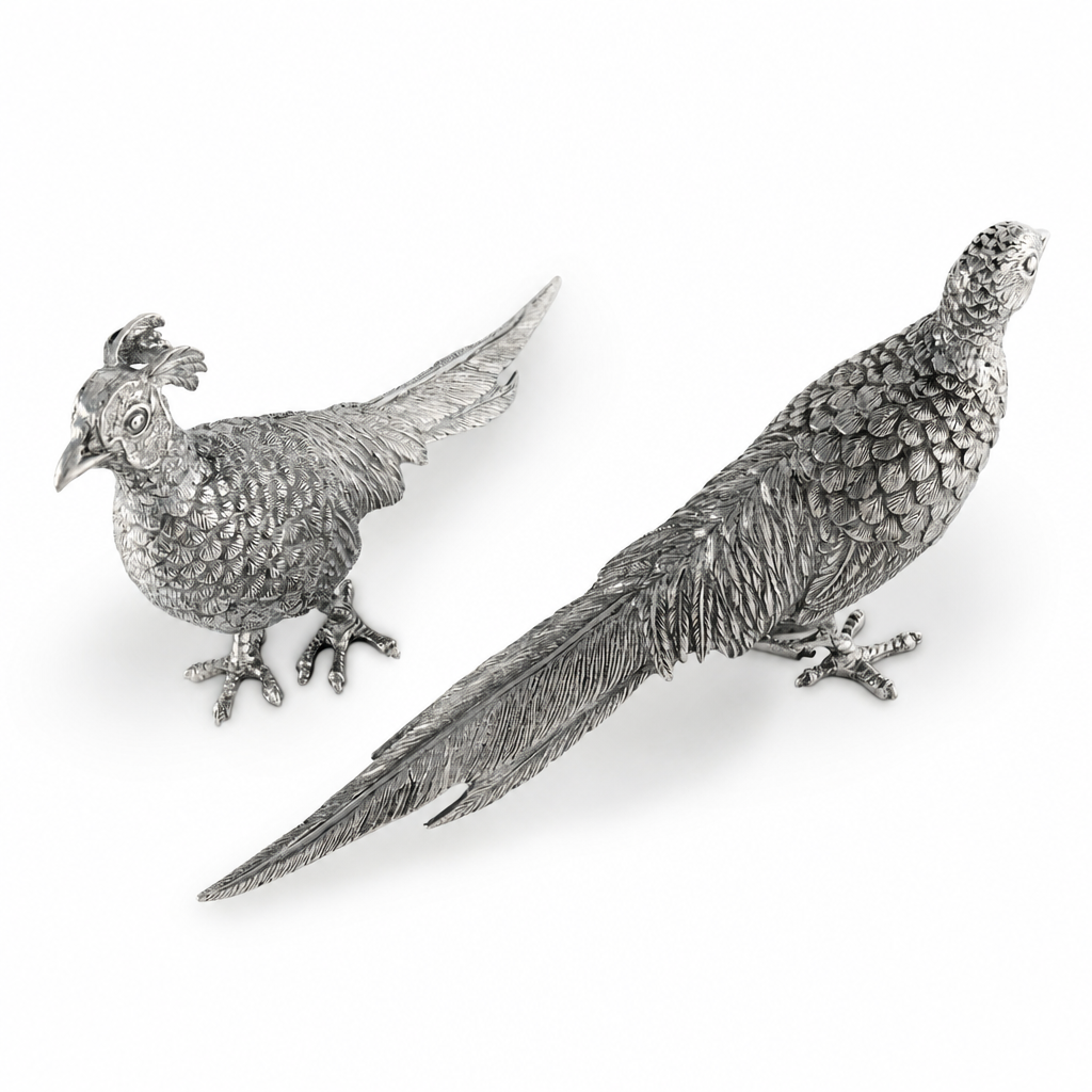 Pewter Pheasant Statuettes 10