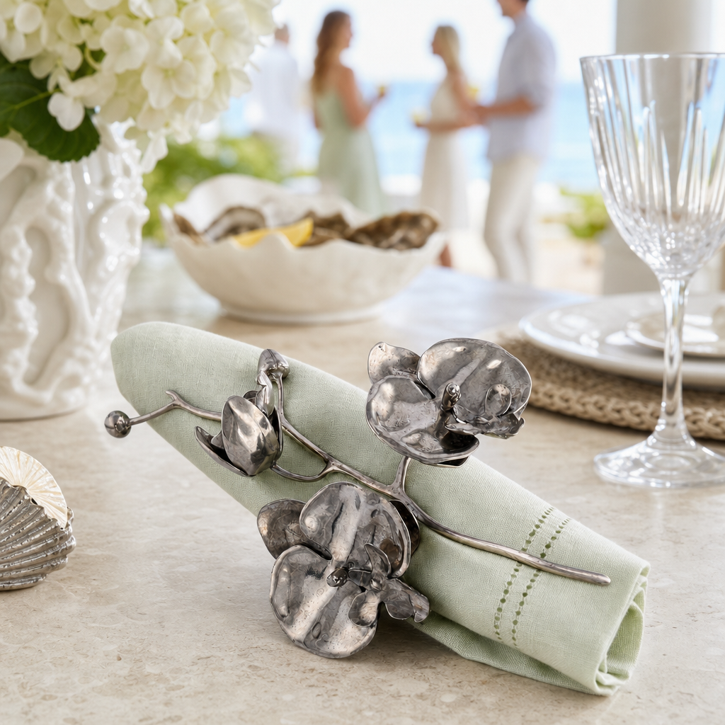 Pewter Orchid Napkin Ring 7