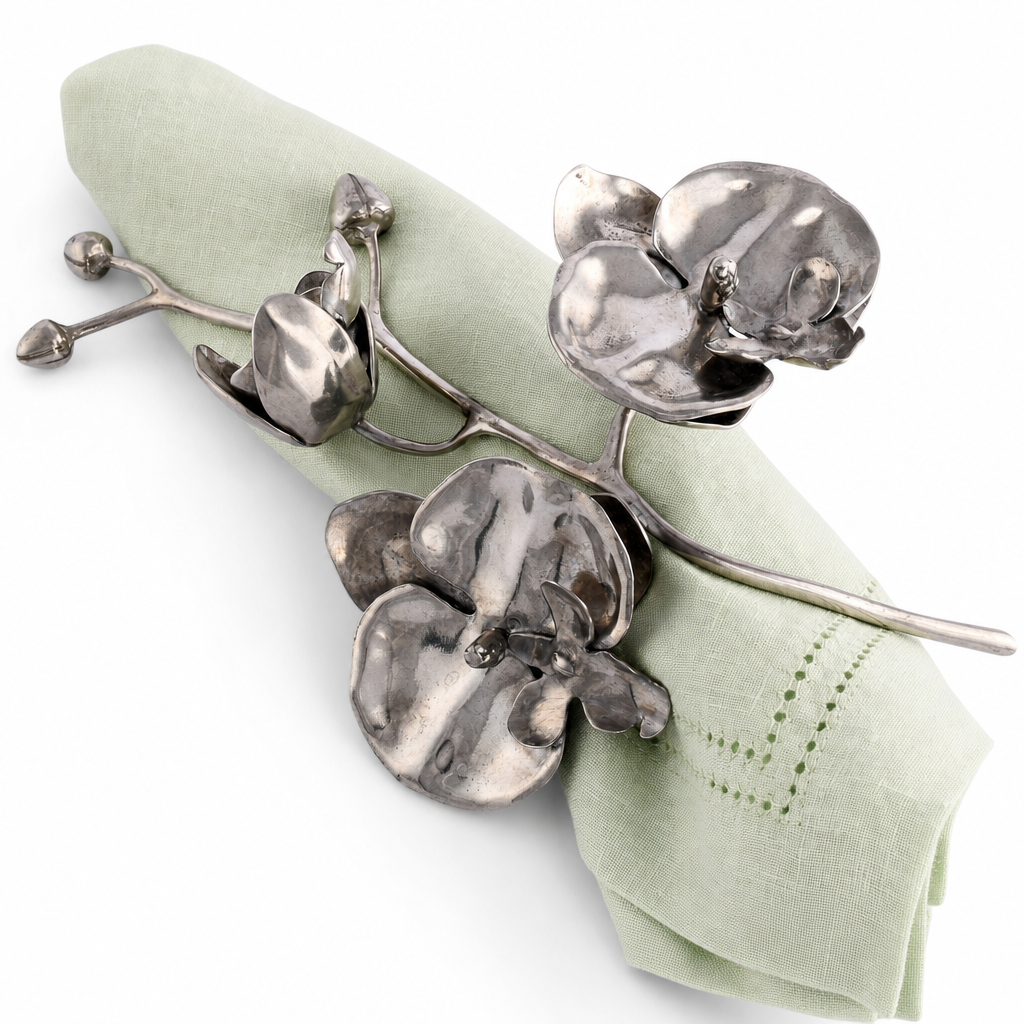 Pewter Orchid Napkin Ring 10