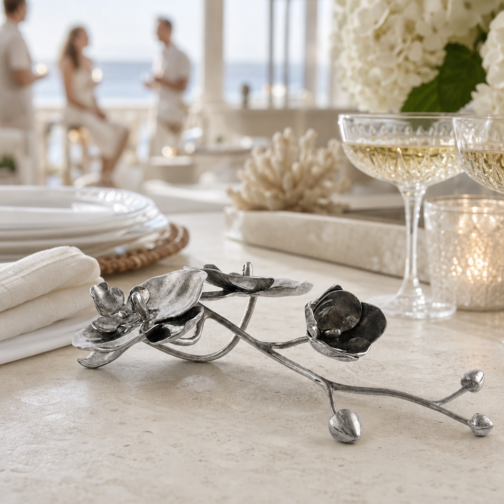 Pewter Orchid Napkin Ring 9