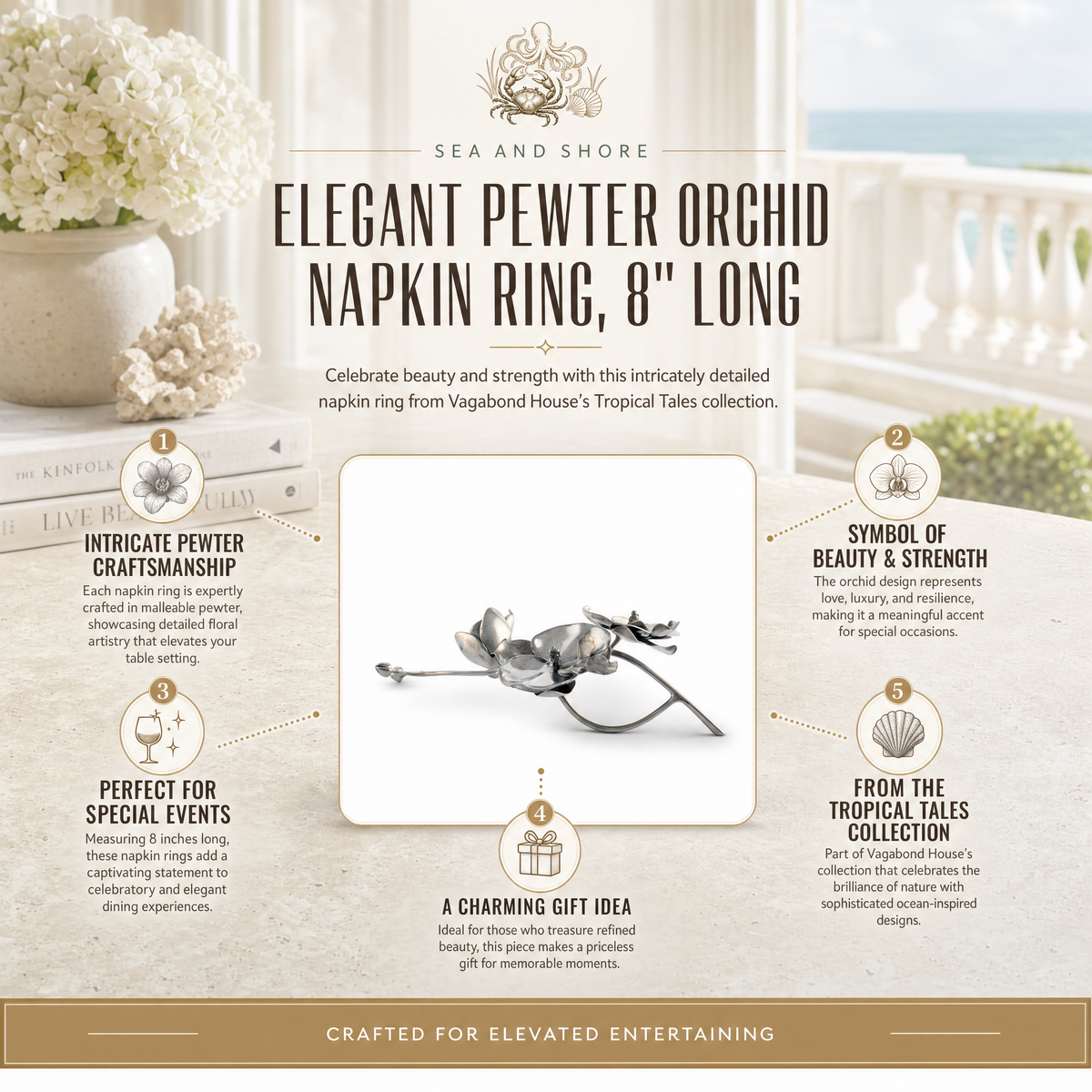 Pewter Orchid Napkin Ring 1