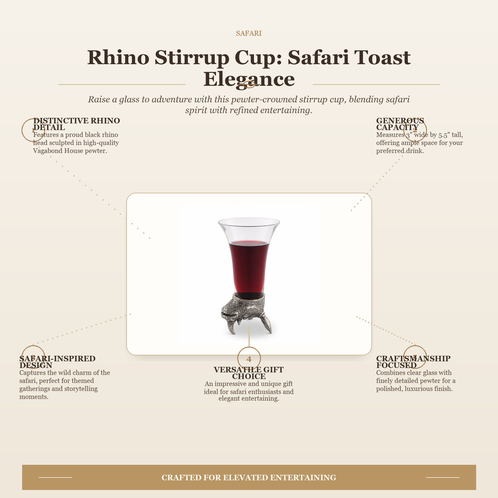Rhino Stirrup Cup: Safari Toast Elegance