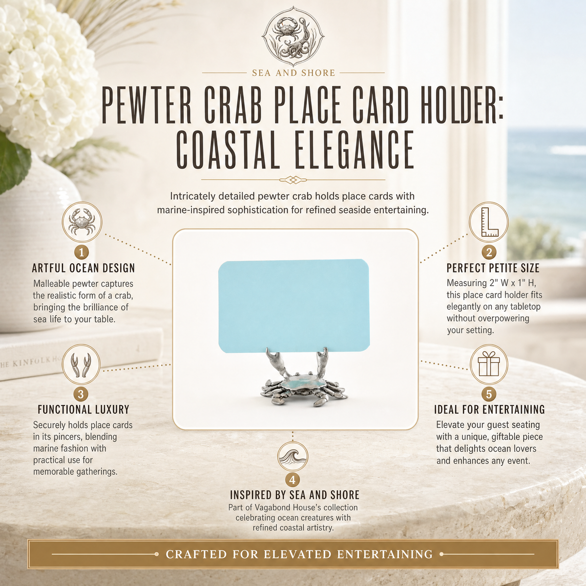 Pewter Crab Place Card Holder 1
