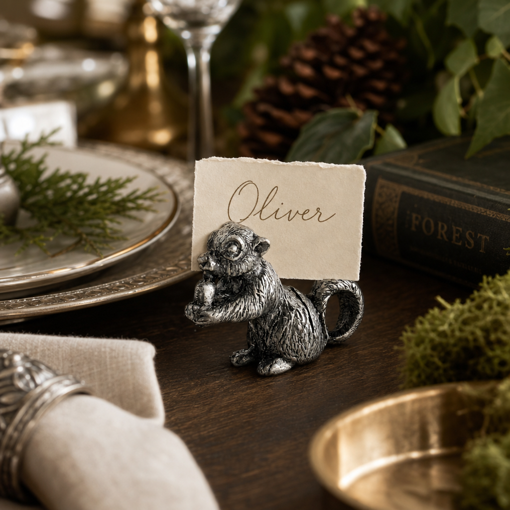 Pewter Squirrel Place Card Holder 9