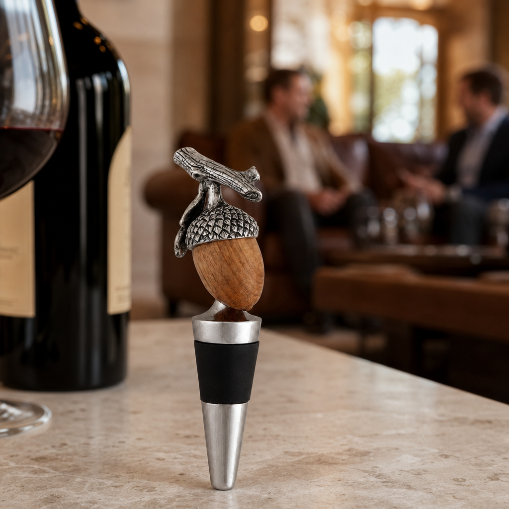 Pewter  and Wood Acorn Bottle Stopper 4