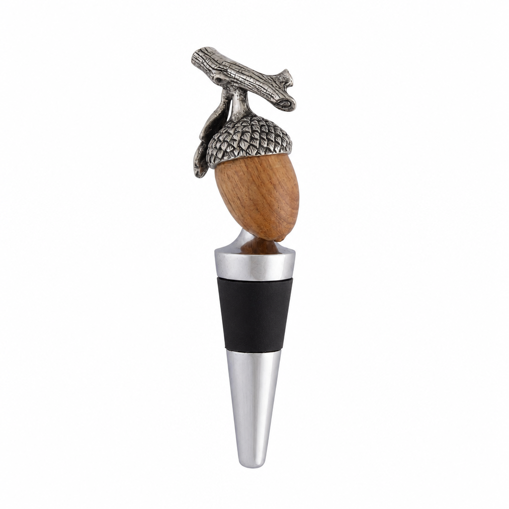 Pewter  and Wood Acorn Bottle Stopper 1