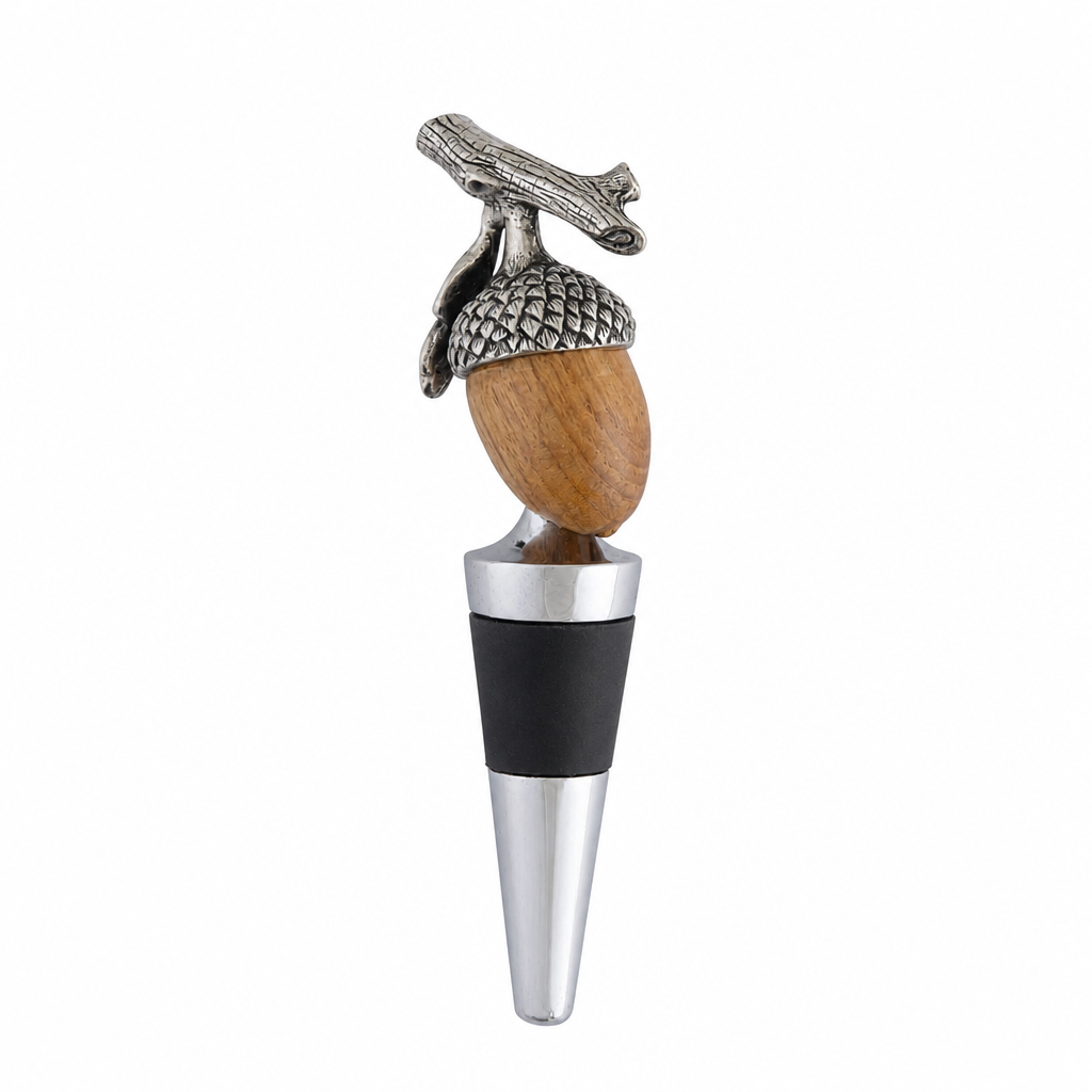Pewter  and Wood Acorn Bottle Stopper 1