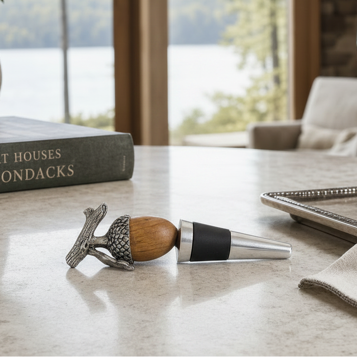 Pewter  and Wood Acorn Bottle Stopper 3