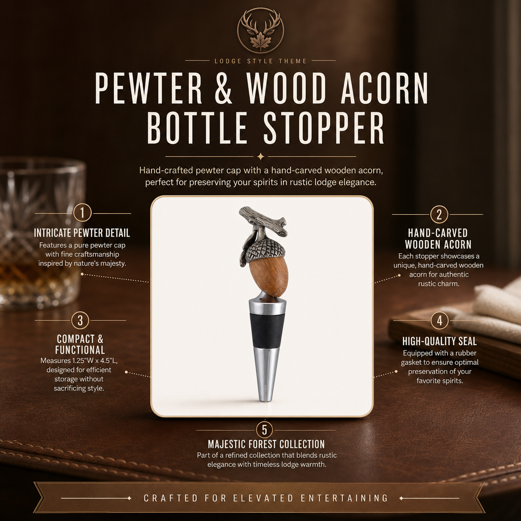 Pewter & Wood Acorn Bottle Stopper
