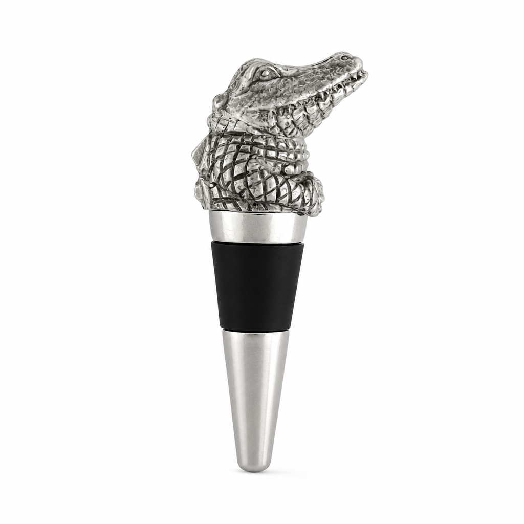 Pewter Alligator Bottle Stopper 1
