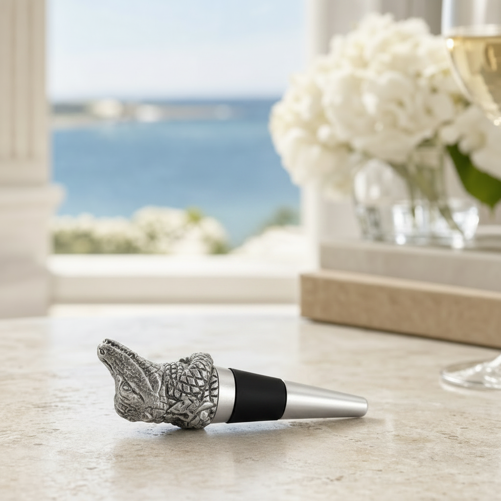 Pewter Alligator Bottle Stopper 1