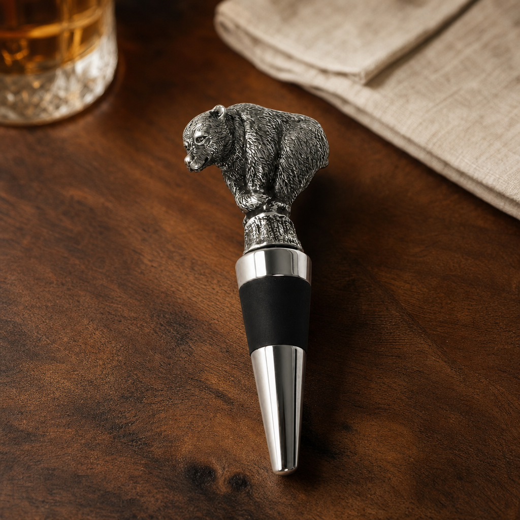 Pewter Bear Bottle Stopper 1