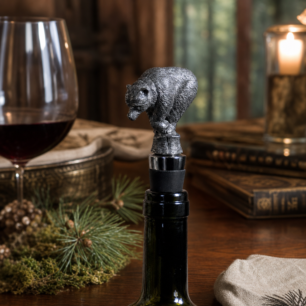 Pewter Bear Bottle Stopper 6