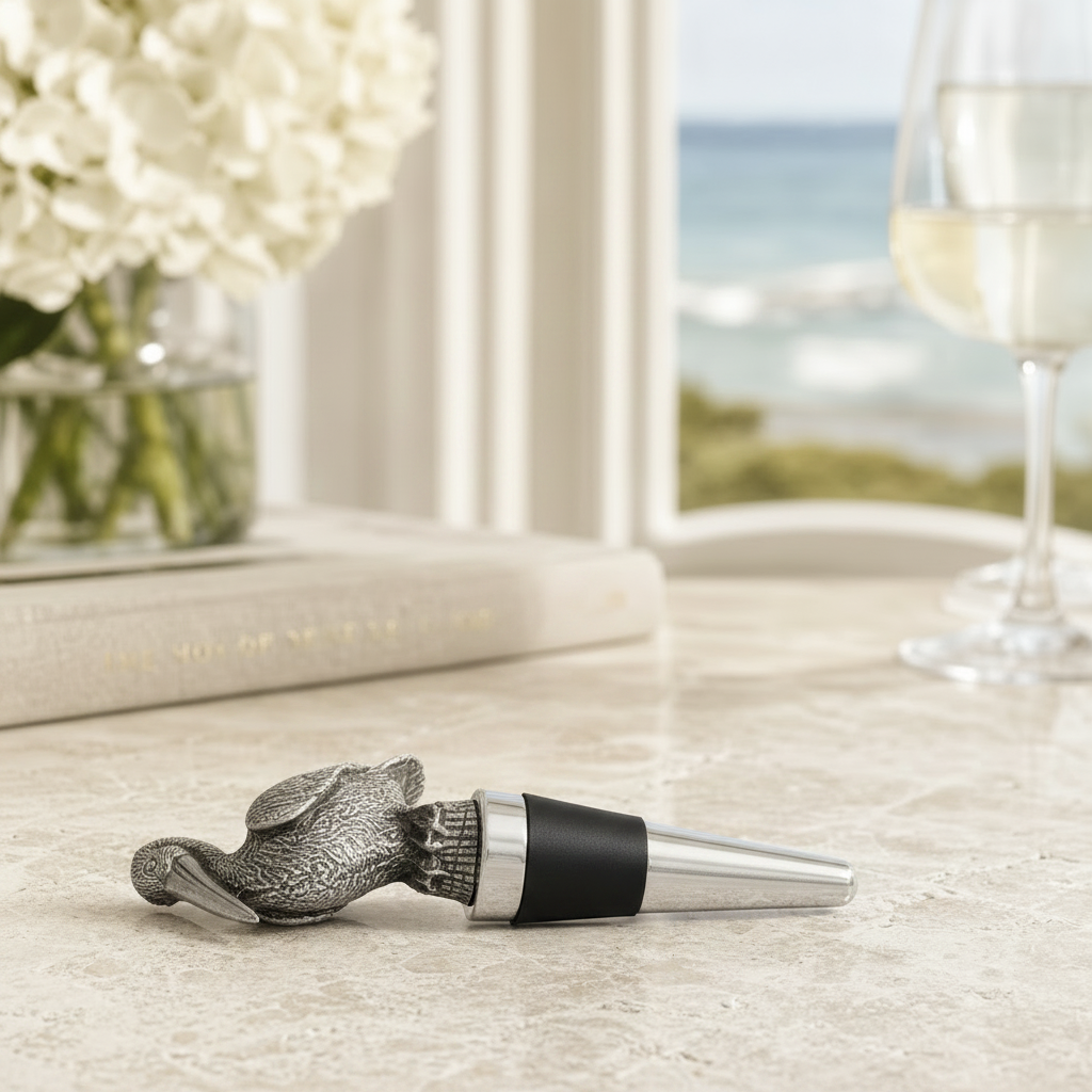 Pewter Pelican Bottle Stopper 1