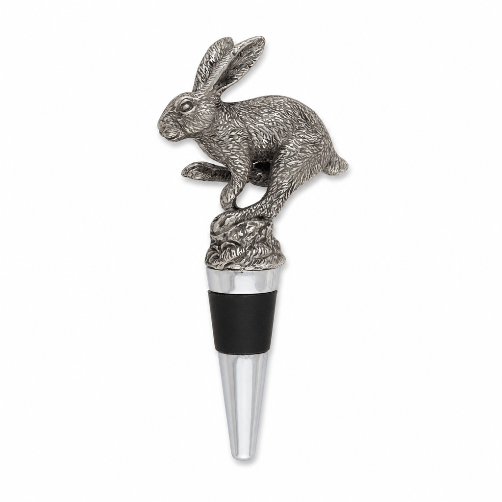 Pewter Jumping Hare Bottle Stopper 1