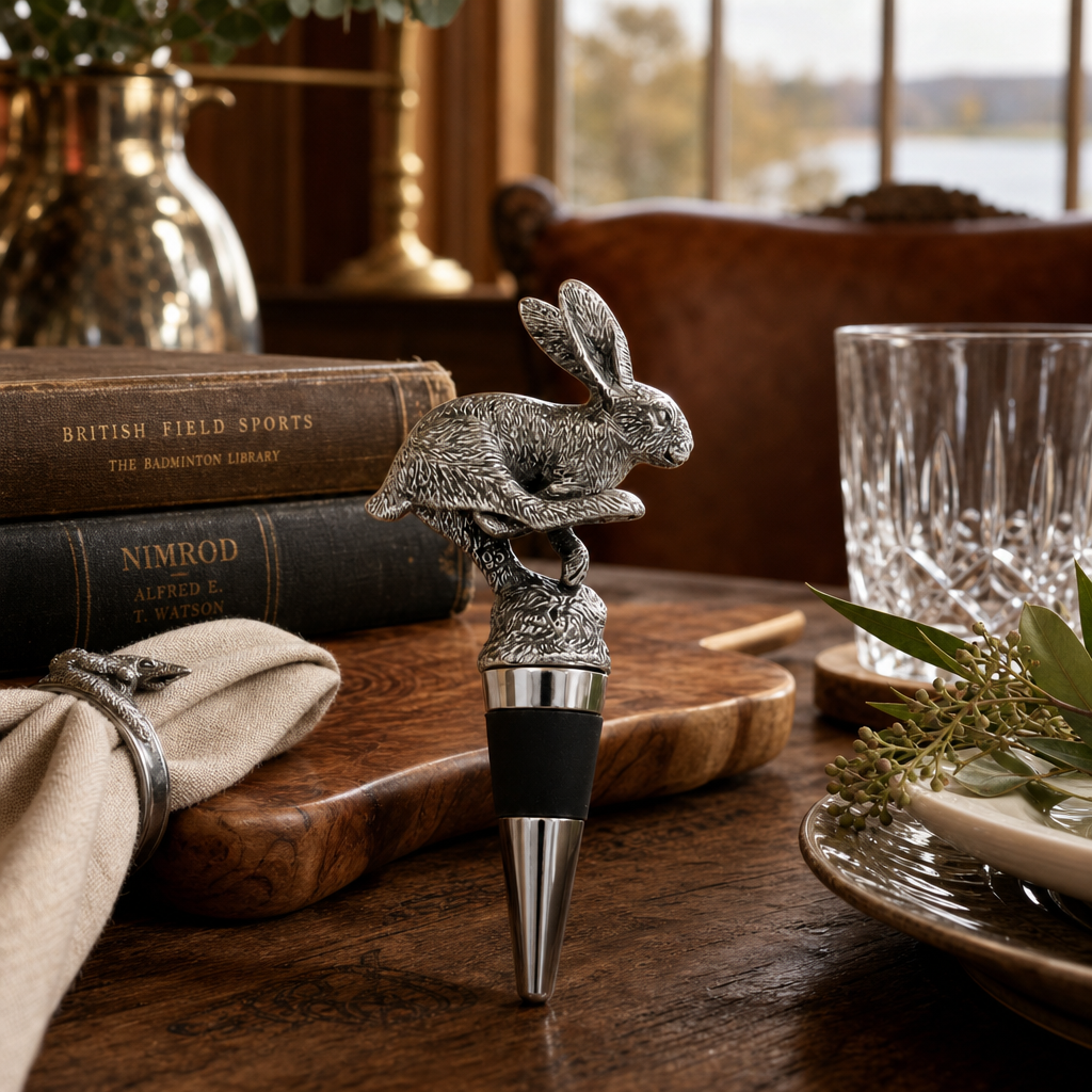 Pewter Jumping Hare Bottle Stopper 5