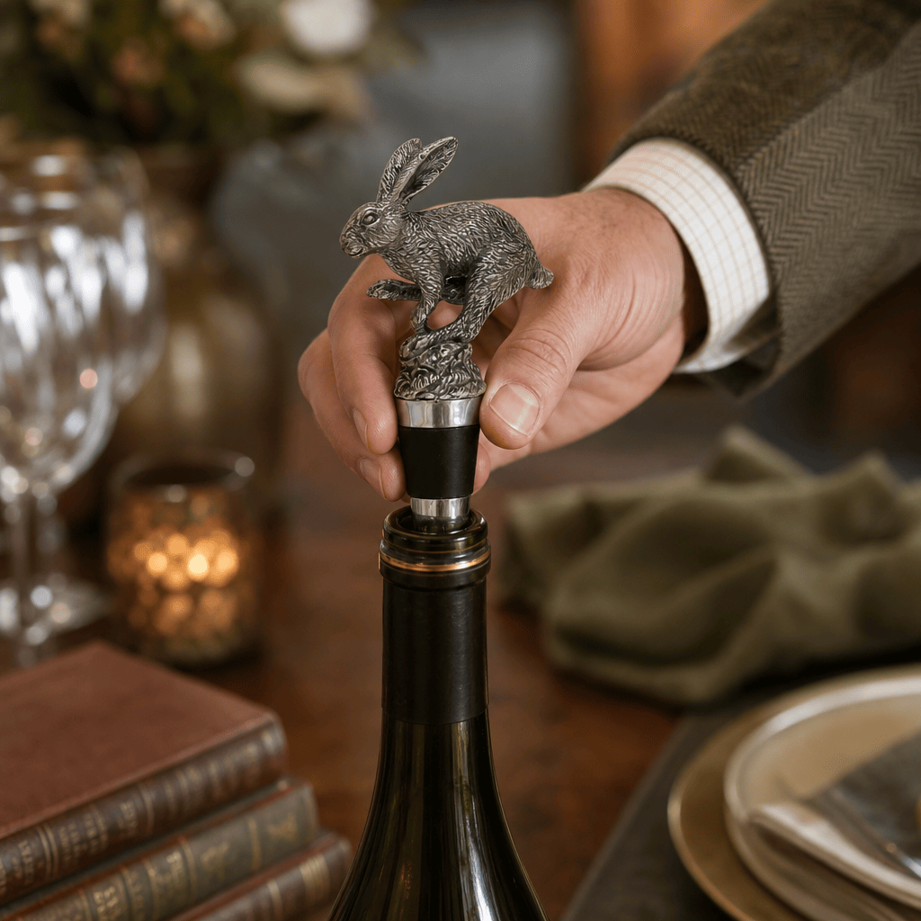 Pewter Jumping Hare Bottle Stopper 4