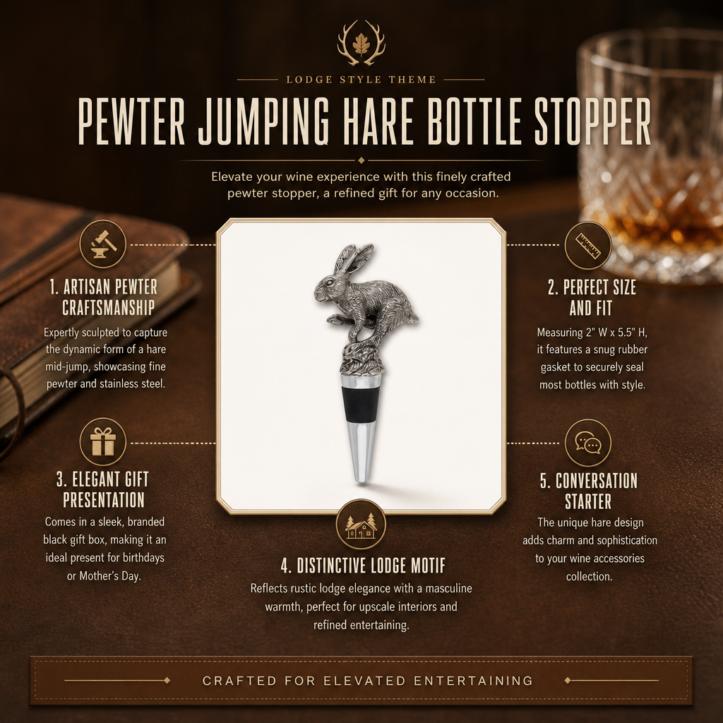 Pewter Jumping Hare Bottle Stopper 1