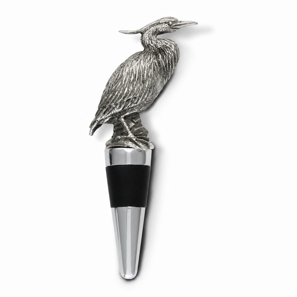 Pewter Blue Heron Bottle Stopper 1