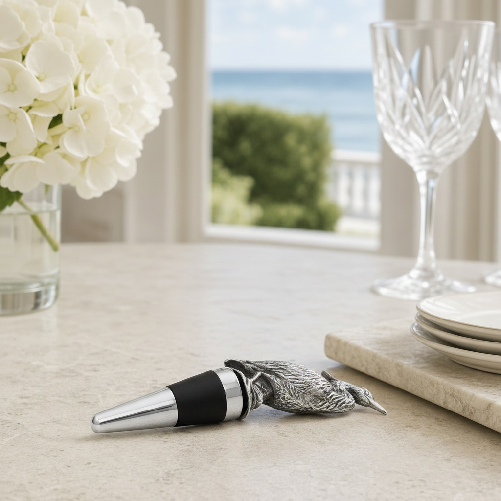 Pewter Blue Heron Bottle Stopper 1