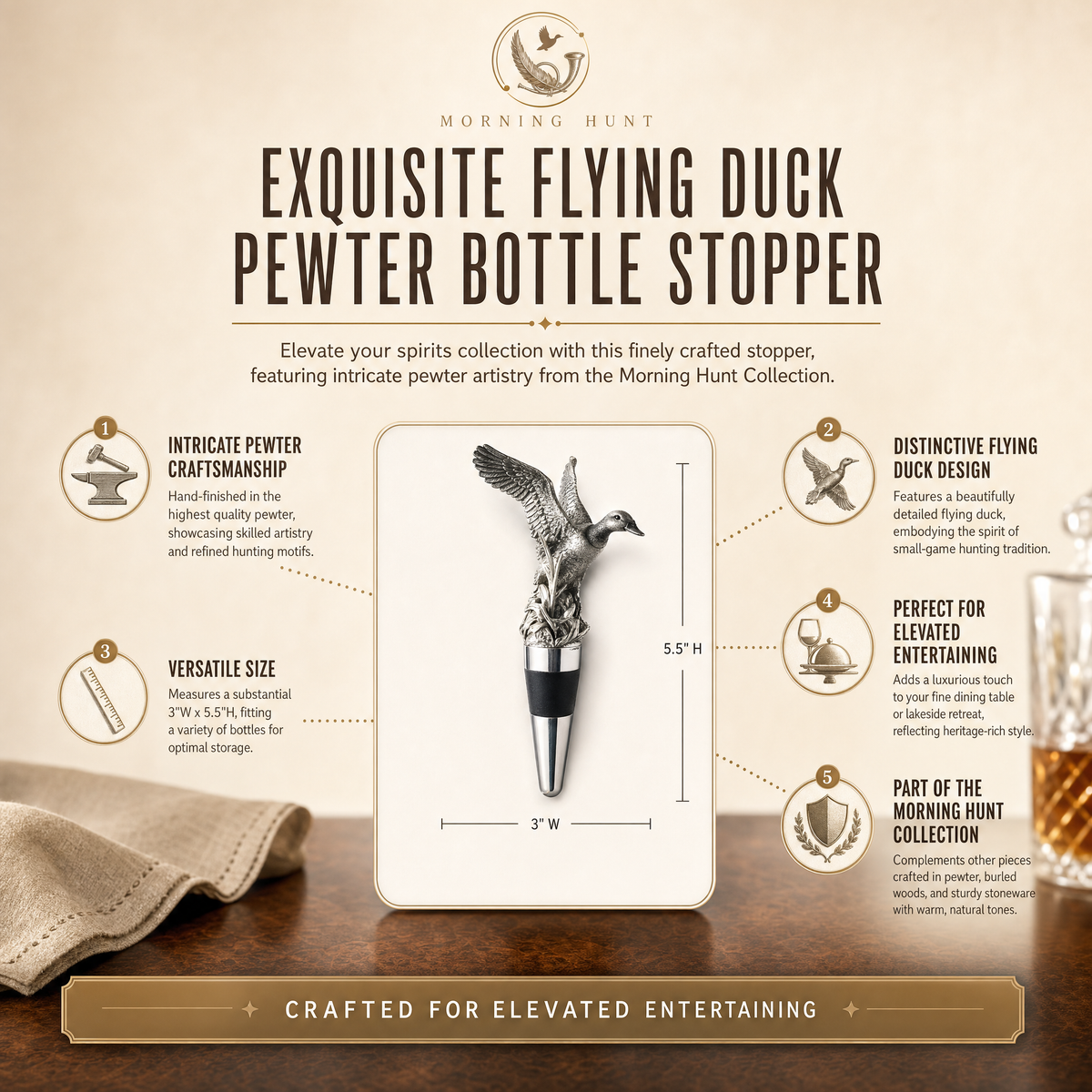 Pewter Flying Duck Bottle Stopper 1
