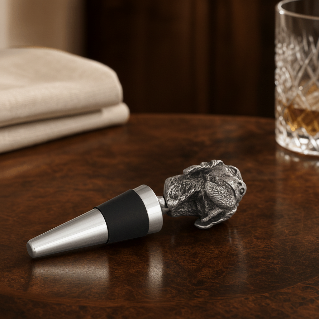 Labrador & Duck Pewter Bottle Stopper 1