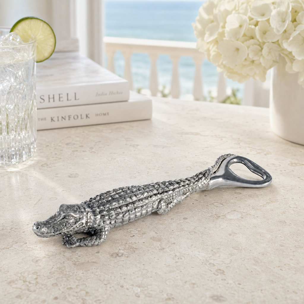 Pewter Alligator Handle Bottle Opener 1