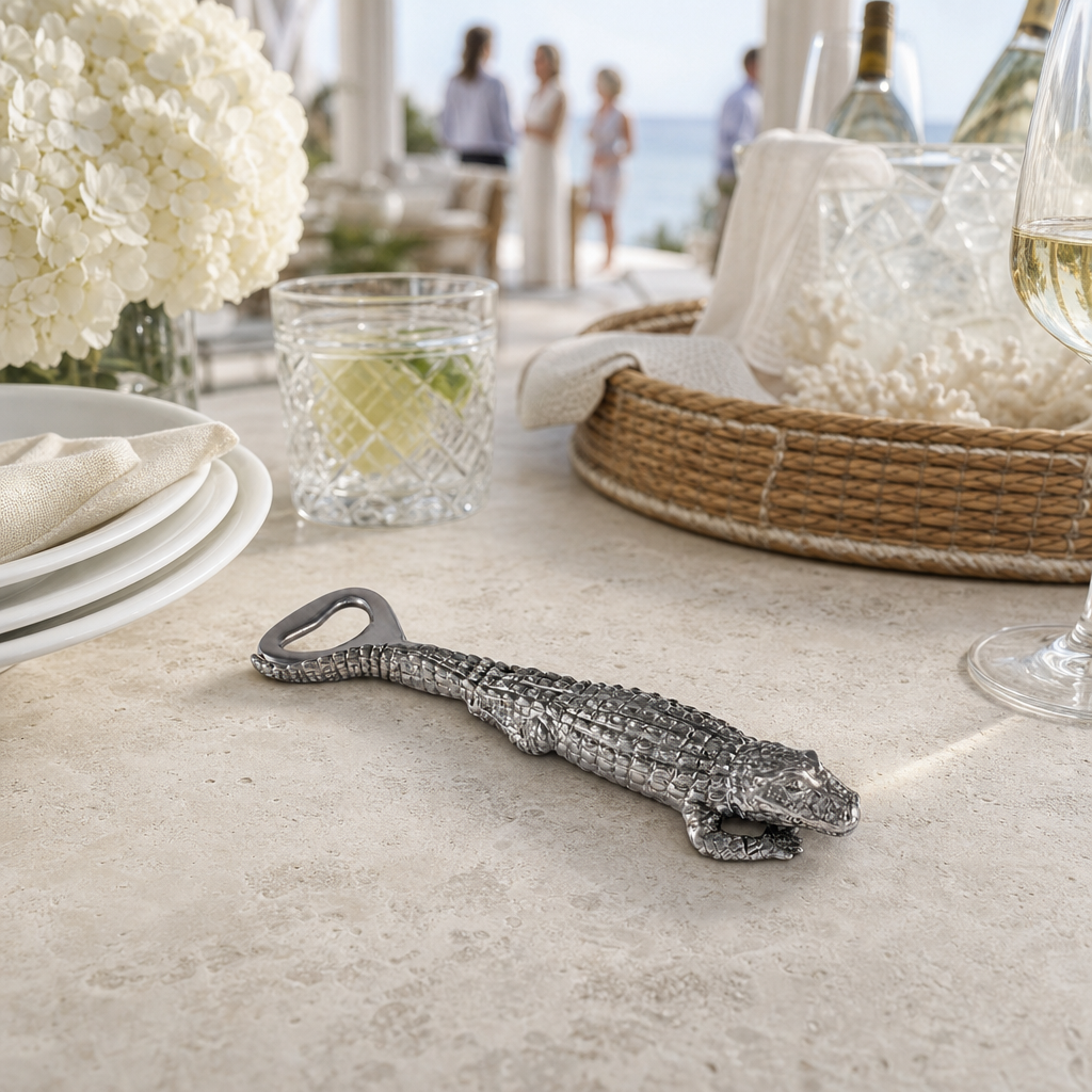 Pewter Alligator Handle Bottle Opener 8
