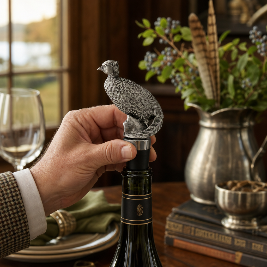 Pewter Pheasant Bottle Stopper 4