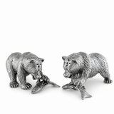 Pewter Fishing Bear Salt & Pepper Set 1