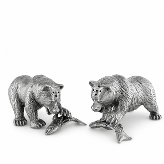 Pewter Fishing Bear Salt & Pepper Set