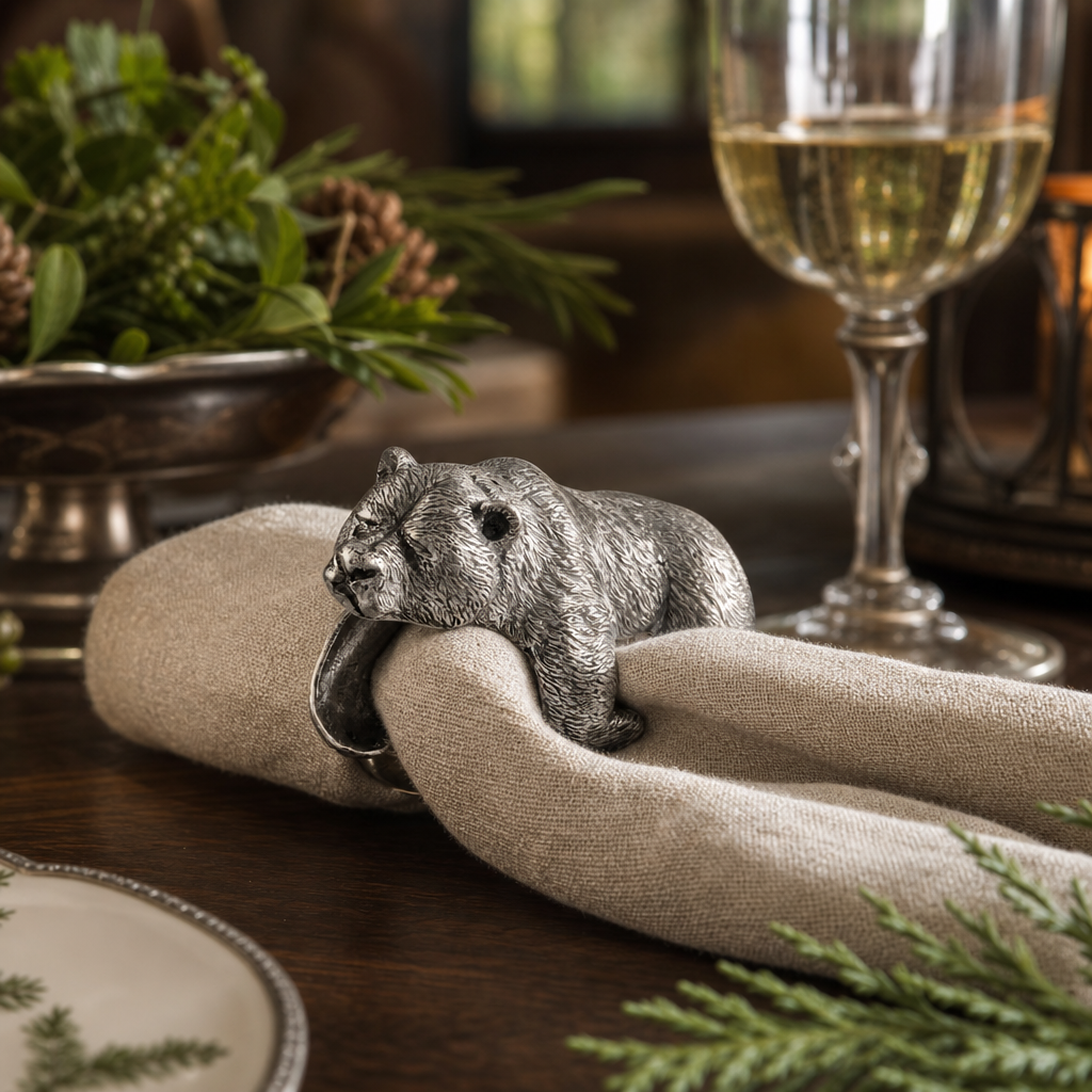 Pewter Sleeping Bear Napkin Ring 6