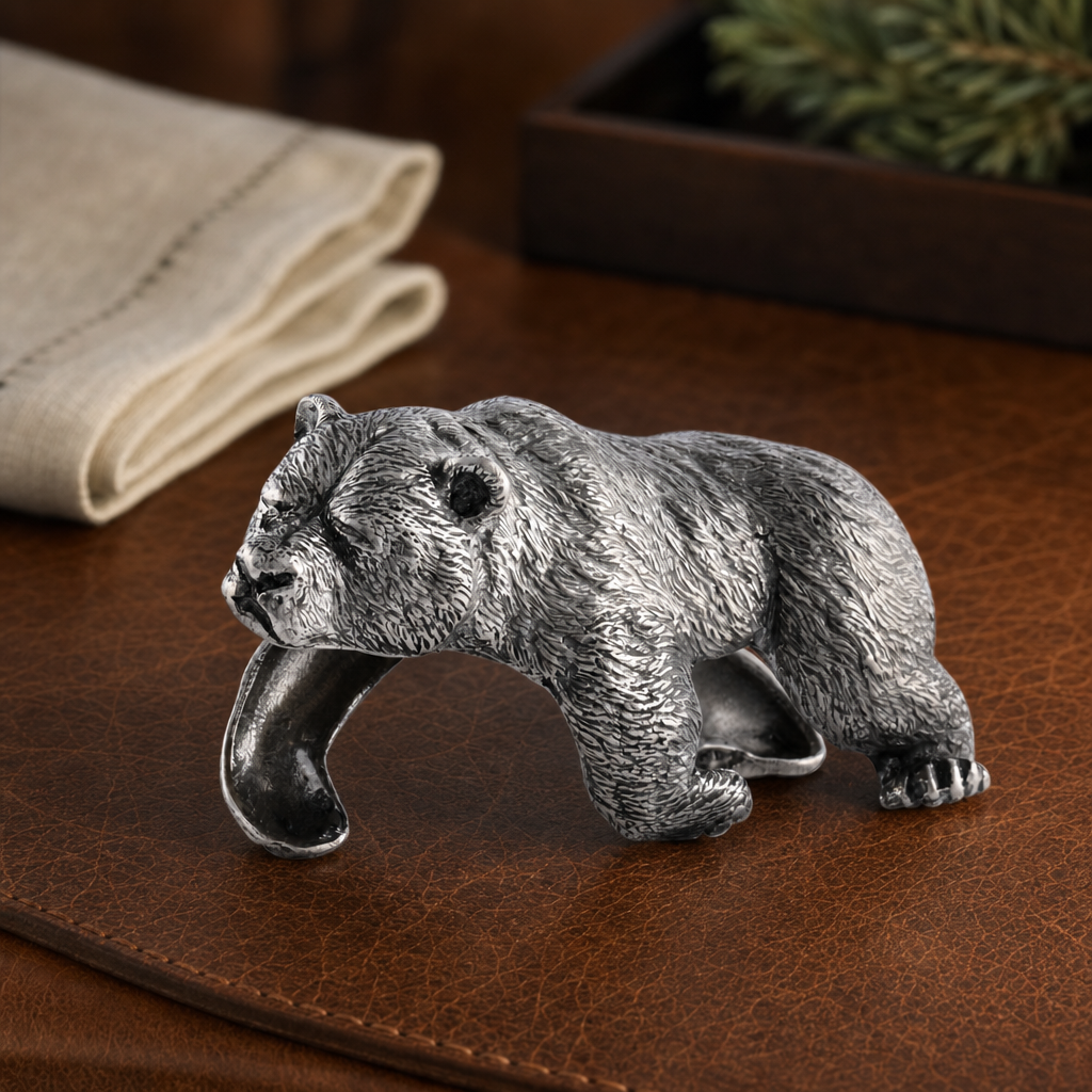 Pewter Sleeping Bear Napkin Ring 1