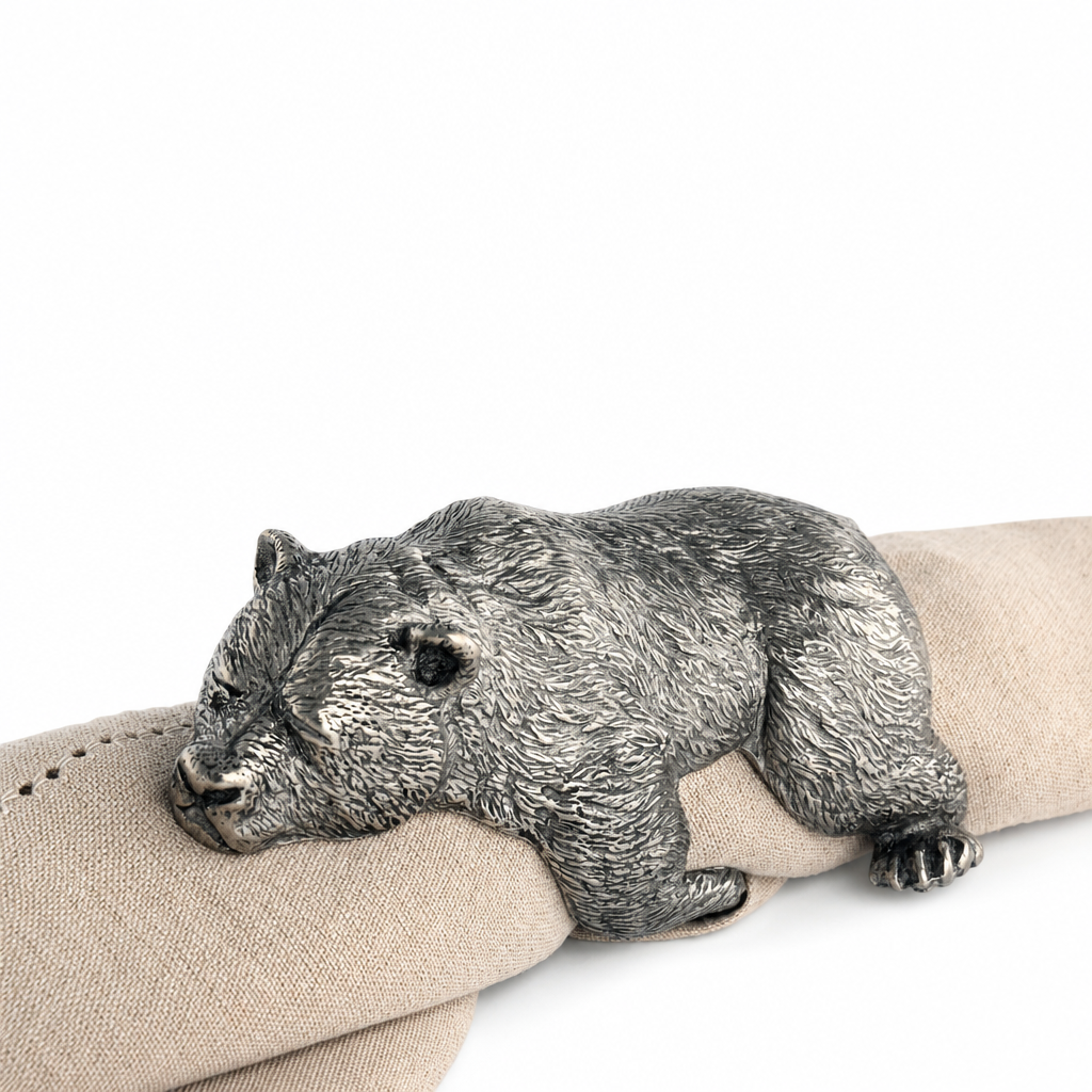 Pewter Sleeping Bear Napkin Ring 10