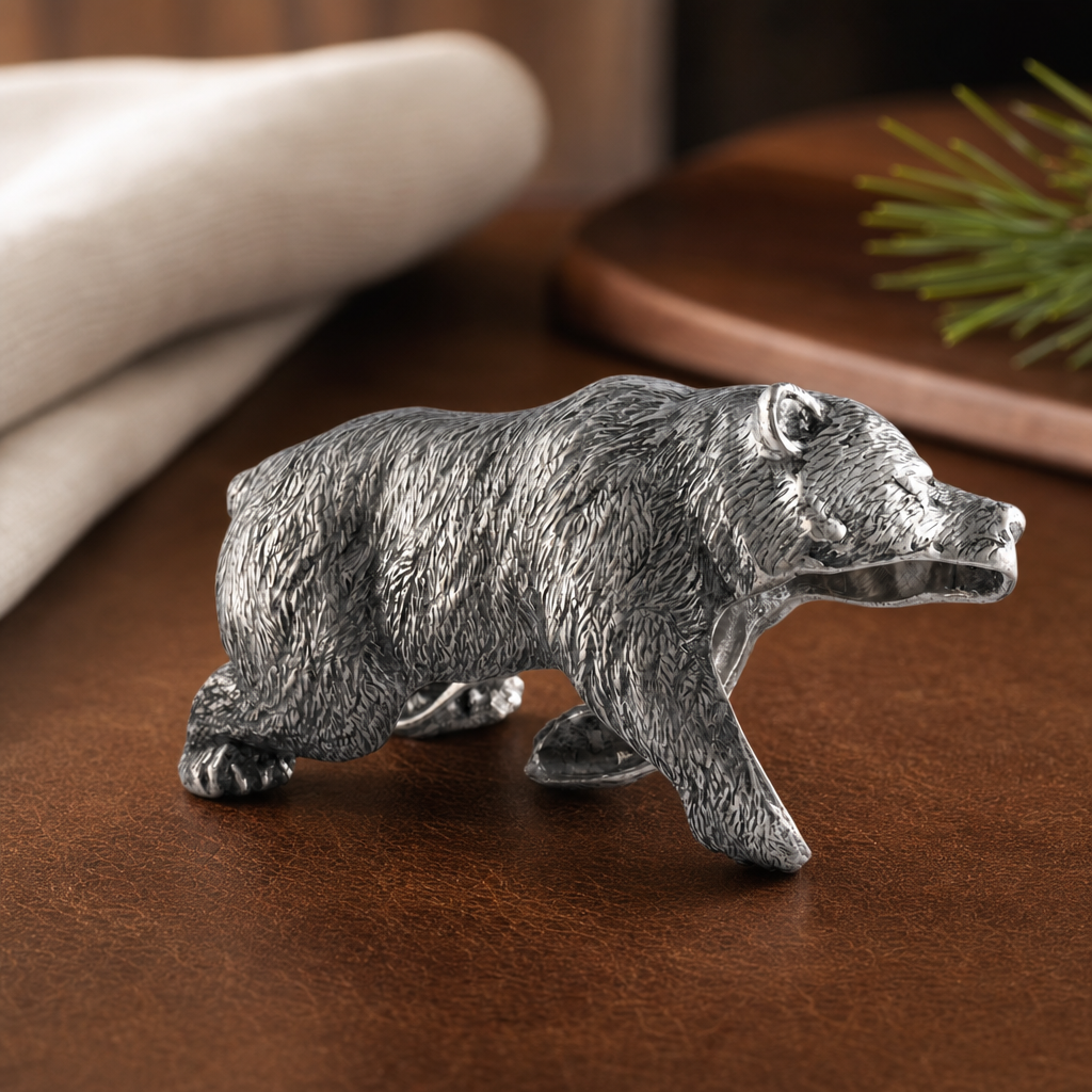 Pewter Sleeping Bear Napkin Ring 4