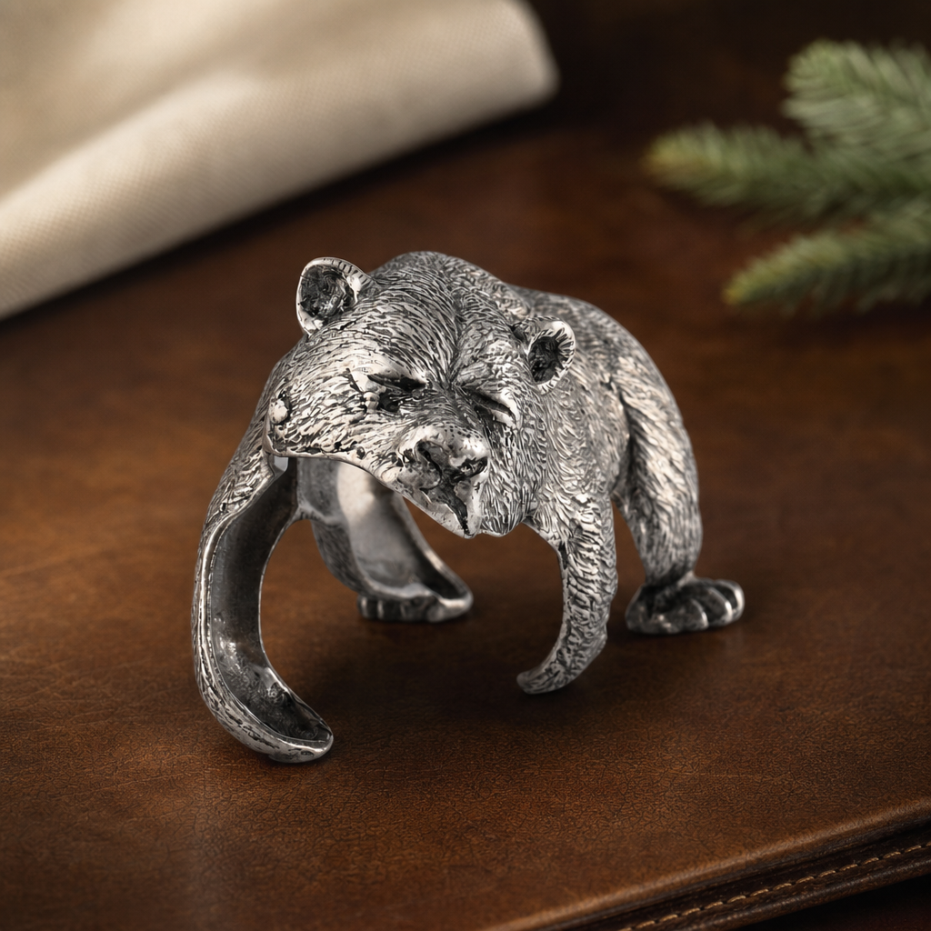 Pewter Sleeping Bear Napkin Ring 5