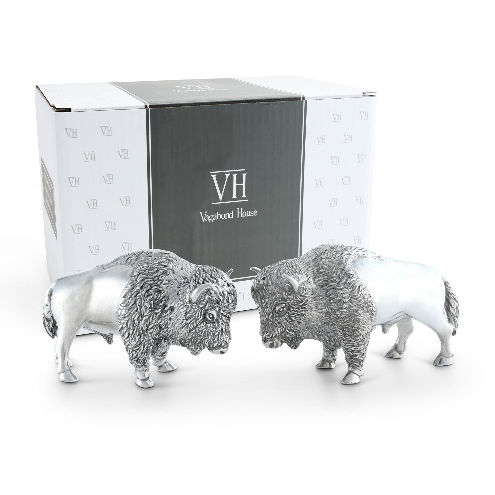 Pewter Bison Salt & Pepper Set 10
