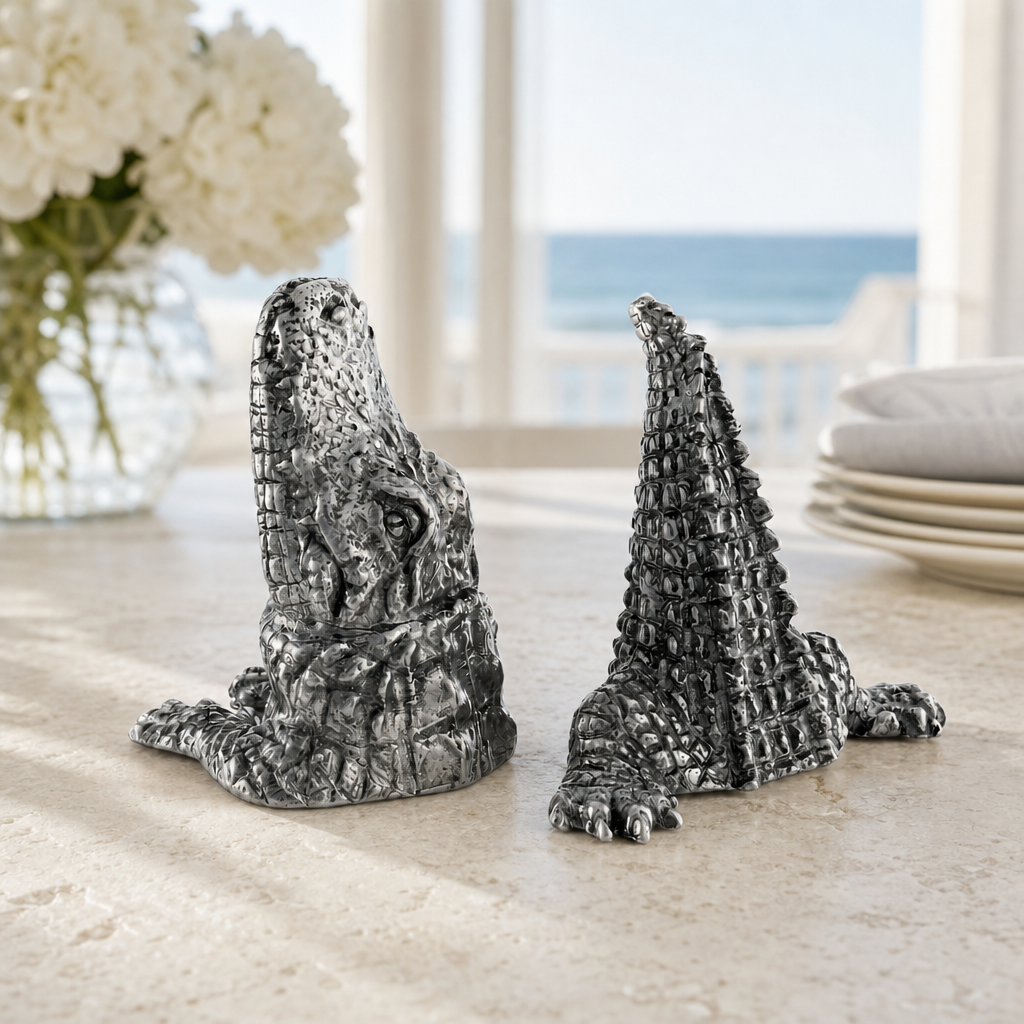 Pewter Alligator Salt & Pepper Set 1