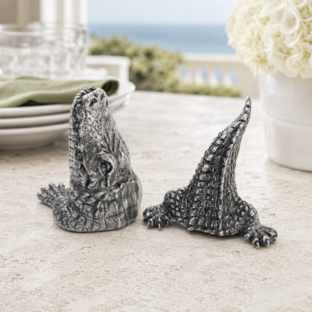 Pewter Alligator Salt & Pepper Set 3
