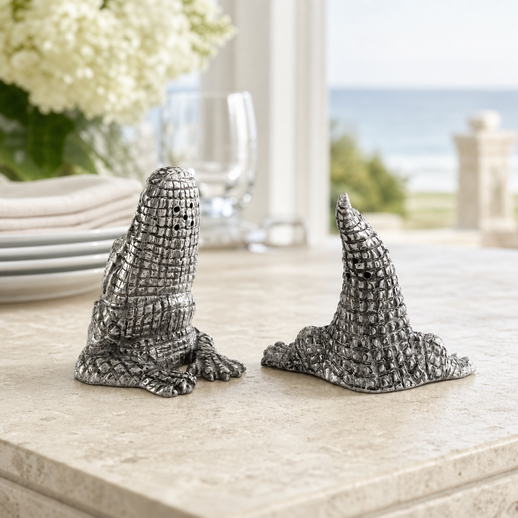 Pewter Alligator Salt & Pepper Set 4