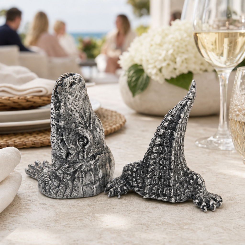 Pewter Alligator Salt & Pepper Set 7