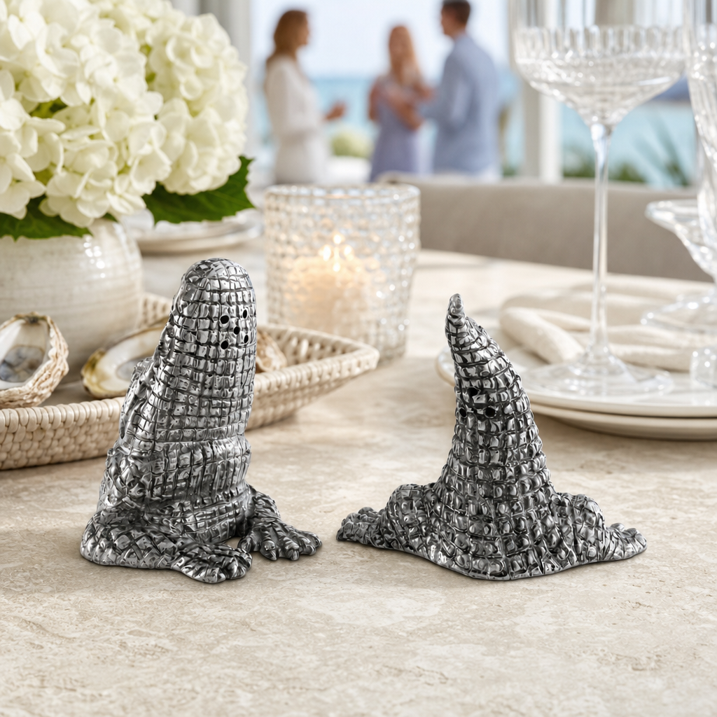Pewter Alligator Salt & Pepper Set 8