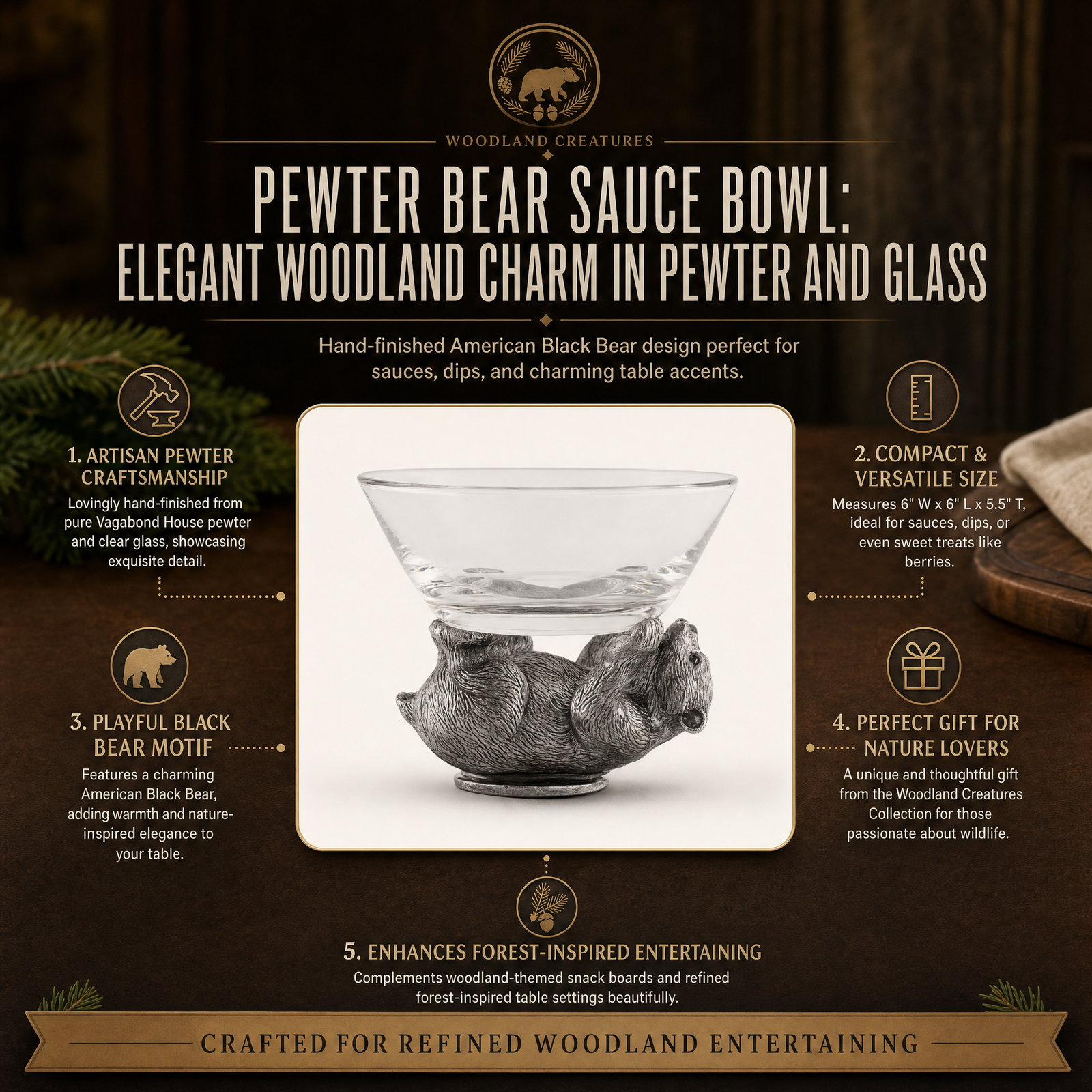 Pewter Bear Sauce Bowl 10