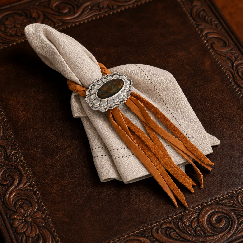 Concho Leather Napkin Ring 3