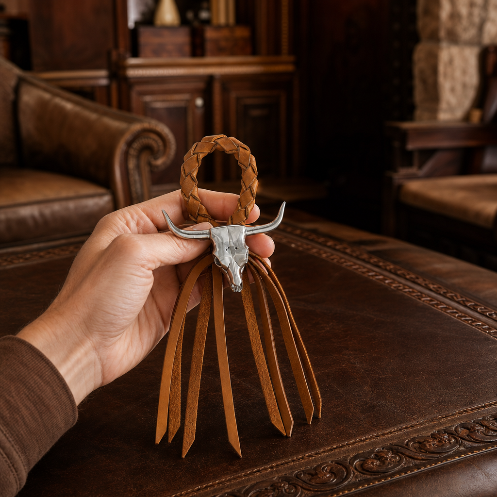Long Horn Skull Leather Napkin Ring 5
